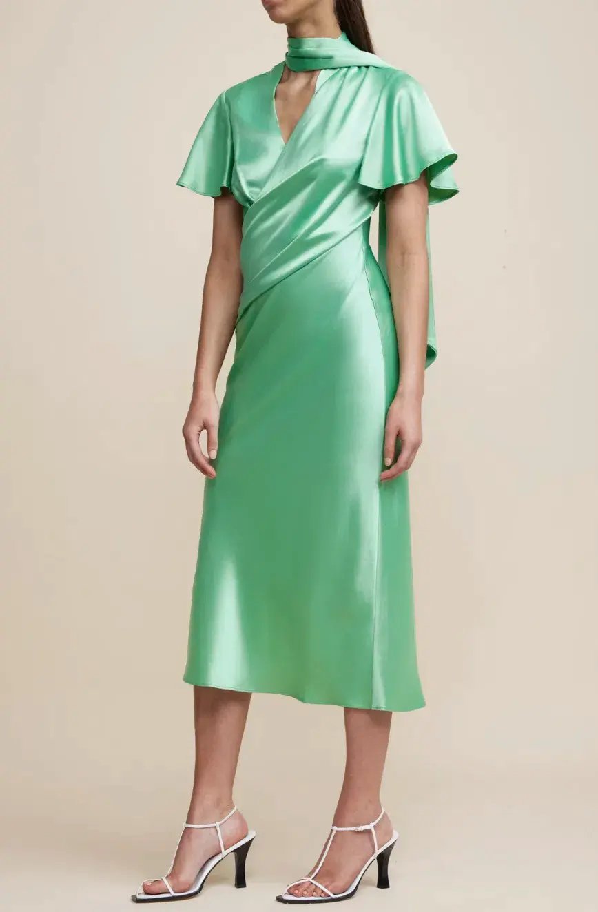 Acler Eastcott Dress Midi Green Size AU 14 photo 2