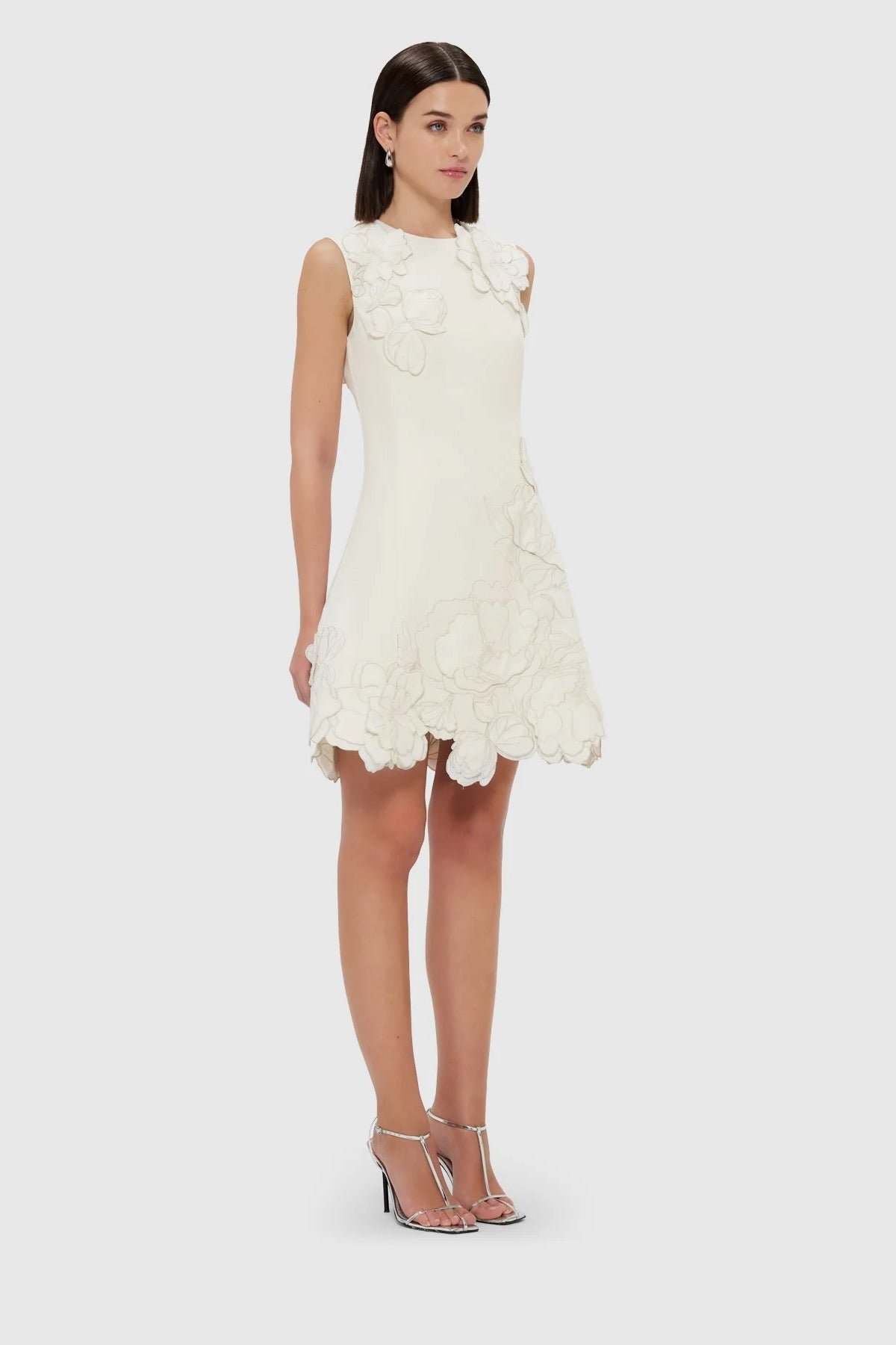 LEO LIN CHLOE APPLIQUÉ SLEEVELESS MINI DRESS - VANILLA photo 3