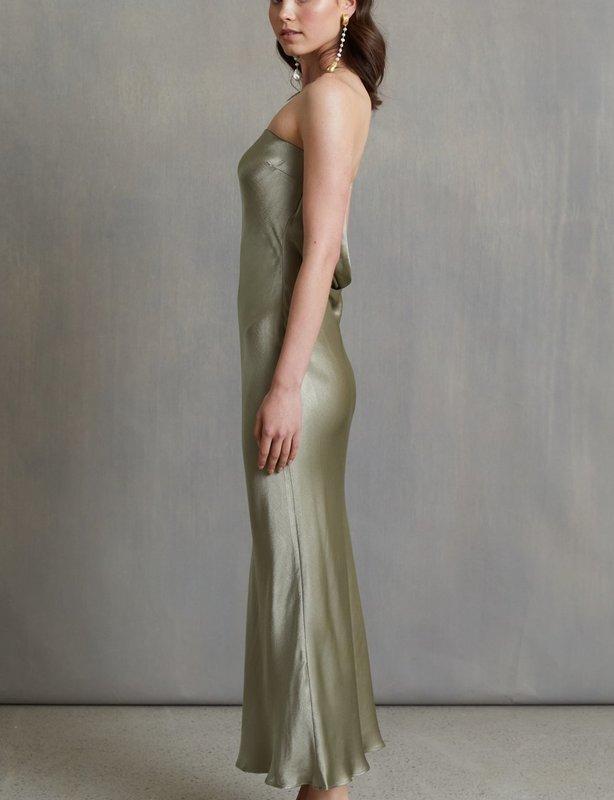 Bec & Bridge Moon Dance Strapless Midi Dress Sage Green Size 8 photo 3
