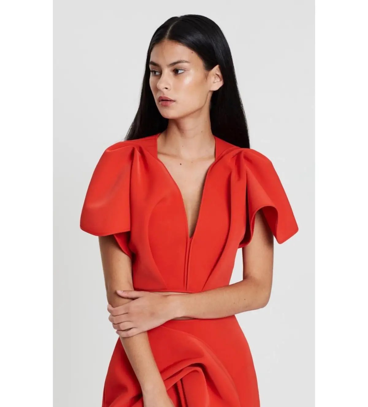 Acler Crawford Top and Ruffle Midi Skirt Set Tangerine Red Size AU 8 photo 4