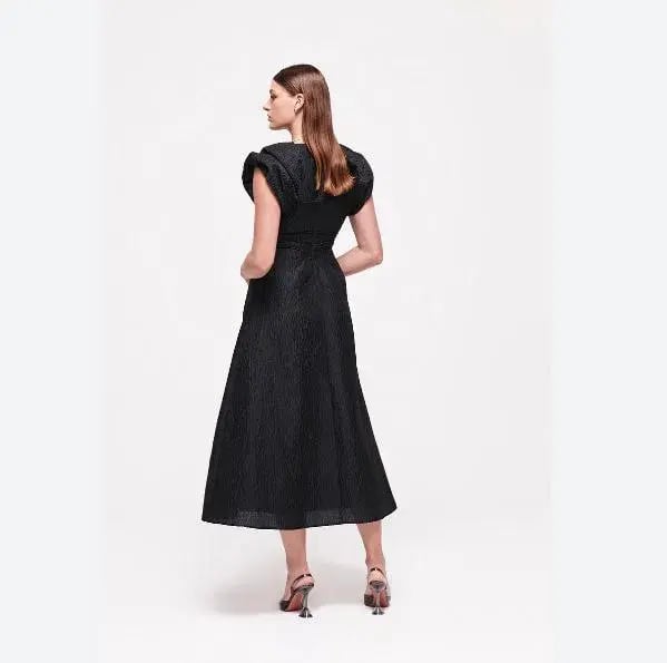 Rachel Gilbert Sophy Midi Dress in Black Size 16 photo 2