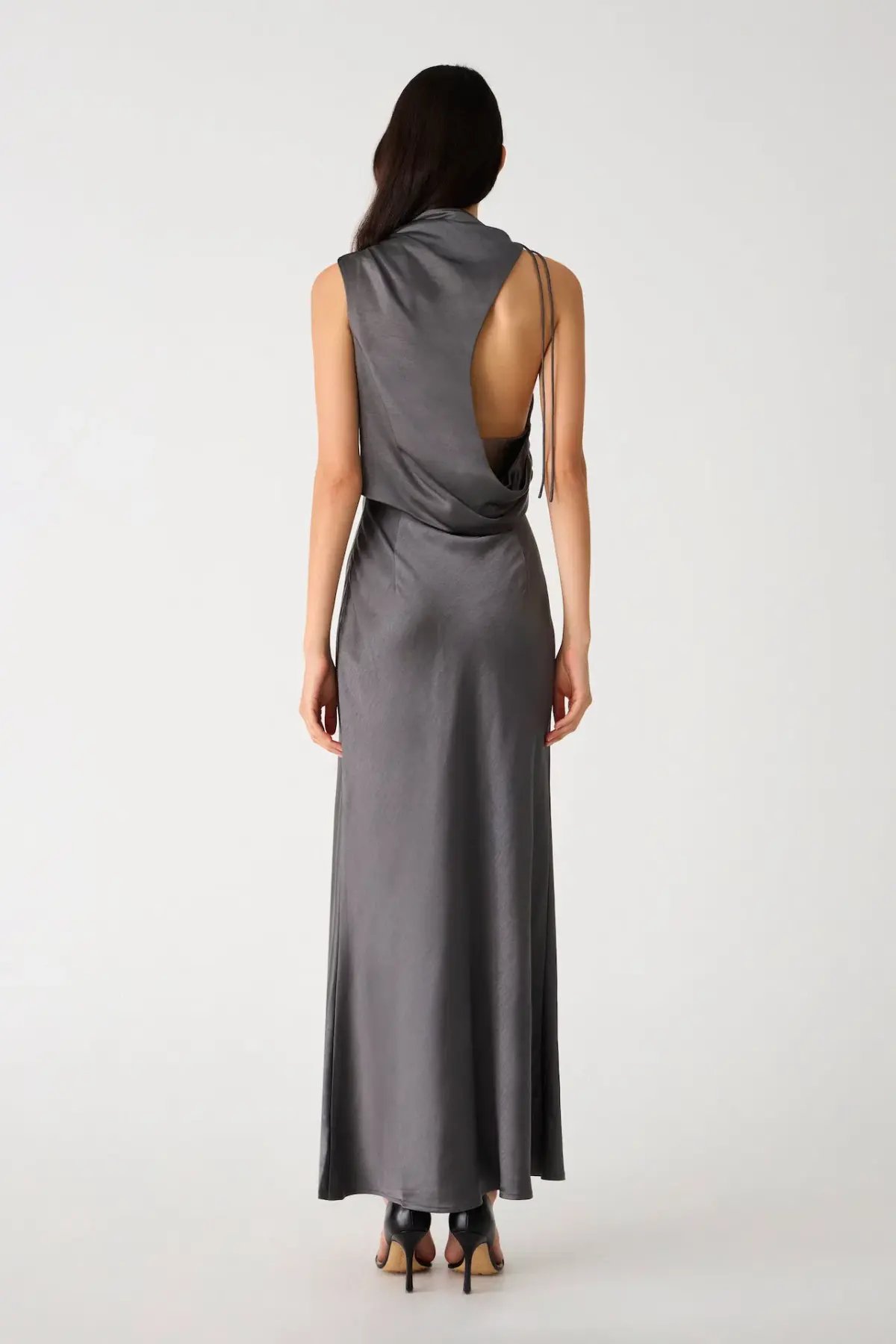 Misha Santana Gloss Satin Maxi Dress in Pewter Size XS / AU 6 photo 3
