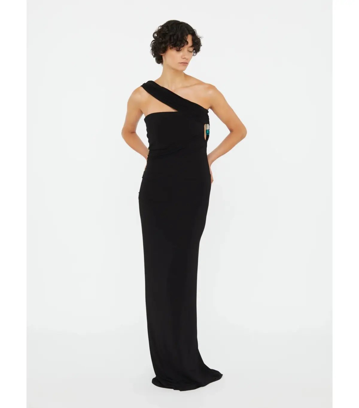 Christopher Esber Beach Glass Draped Jersey Strapless Maxi Dress Black Size AU 8 photo 4