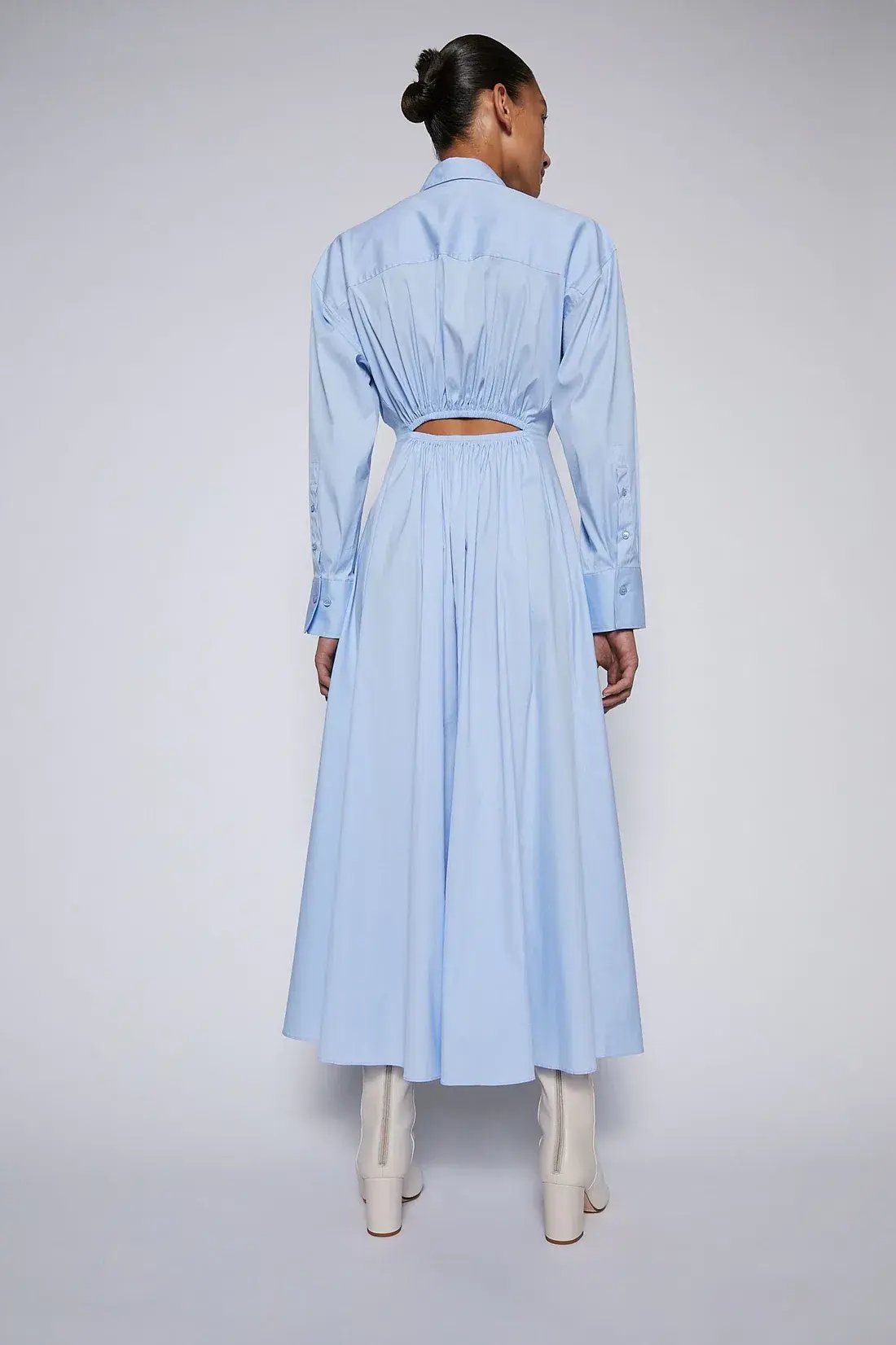 Scanlan Theodore Cotton Gathered Dress Pale Blue Size 8 photo 2