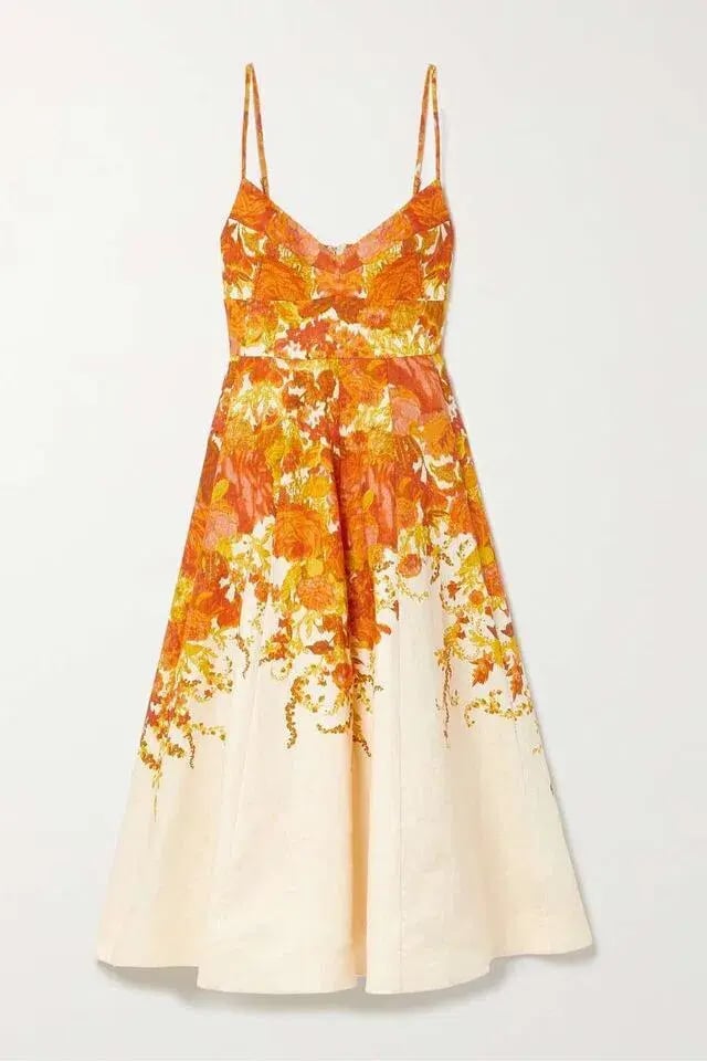 Zimmermann High Tide Picnic Midi Dress Citrus Ikat Size 0 / AU 8 photo 3
