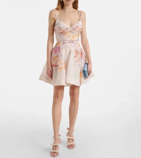 Zimmermann The Crush Twist Front Mini Dress in Multi Floral Size 1/Au 10 photo 2