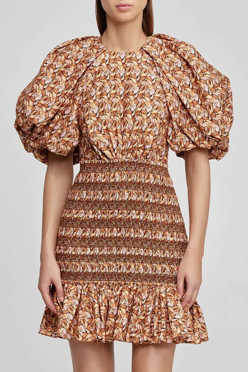 Acler Brooks Mini Dress Neutral Leaves Print Size 8 photo 2