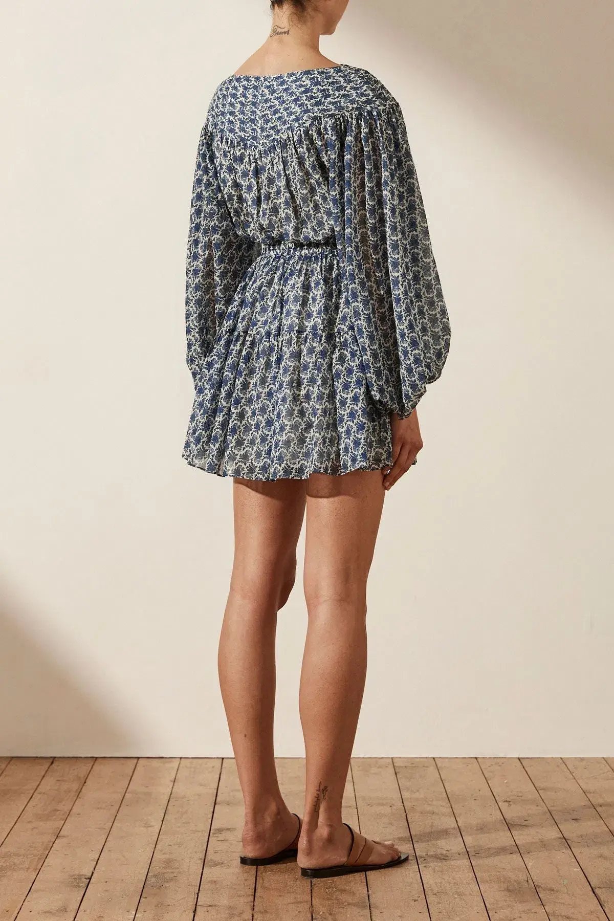 Shona Joy Daniela Tuck Balloon Mini Dress Print Size 8 photo 3