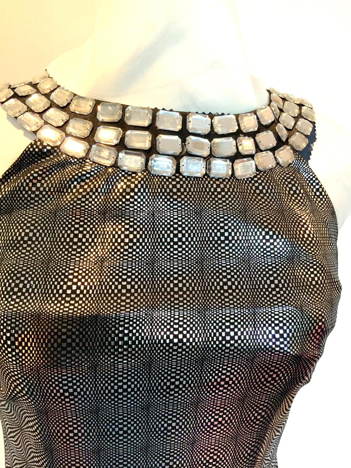 Valentino black and silver geometric mini dress photo 2