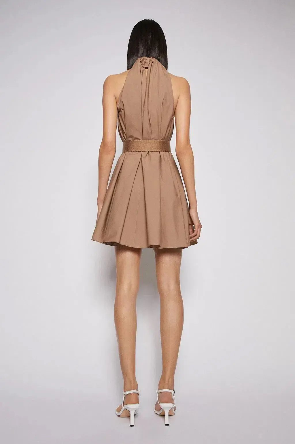 Scanlan Theodore Cotton Strapping Mini Dress Cashew Size 8 photo 3