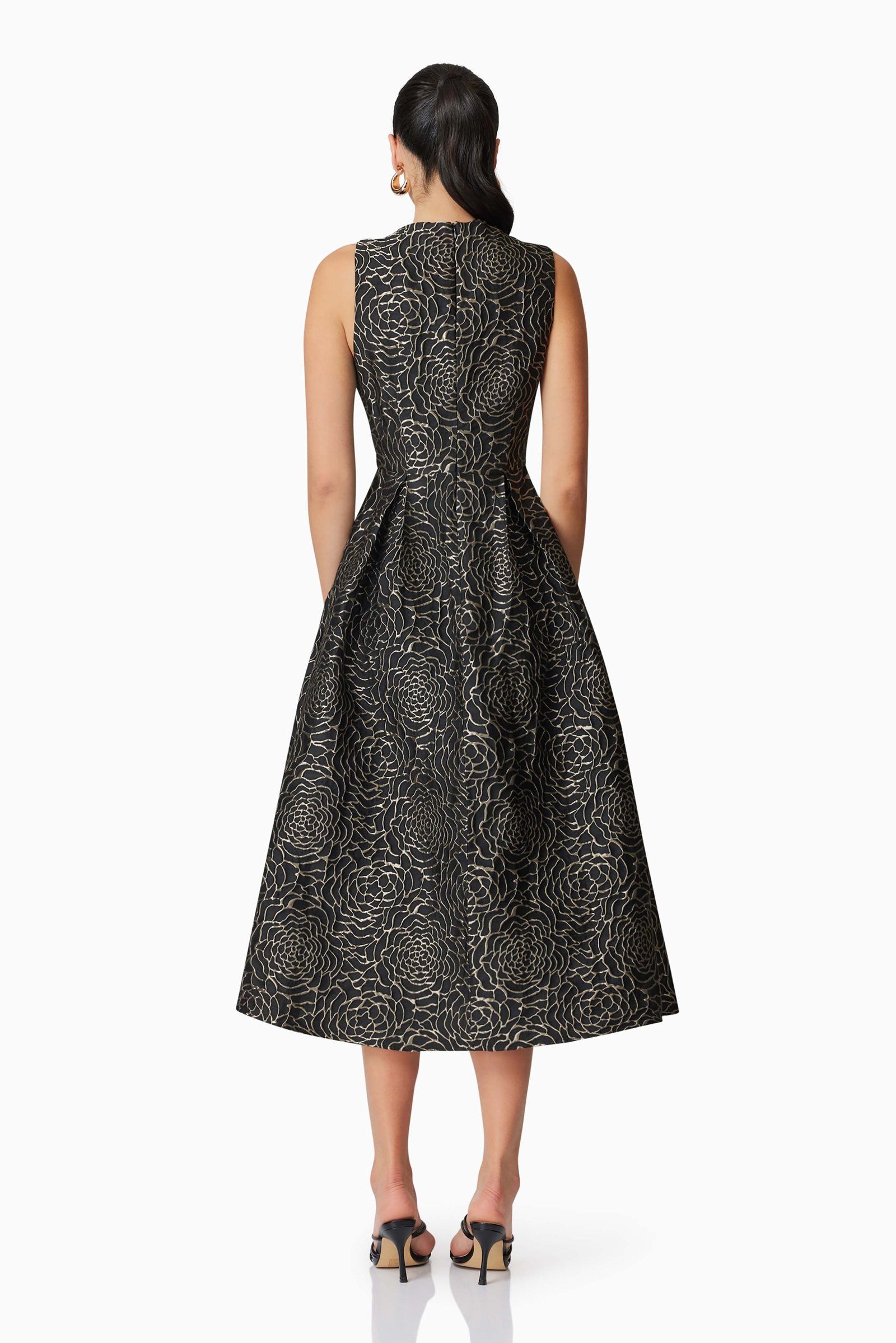 ELLIATT DEANNA MIDI DRESS - BLACK/GOLD photo 5