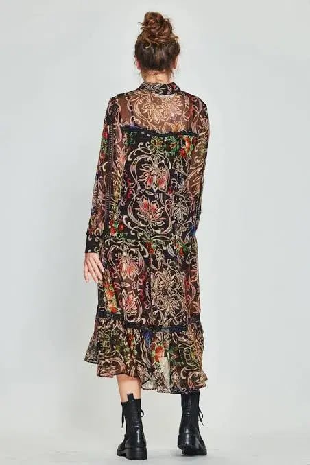 COOP State of Lace Midi Dress Black Moonflower Print Size S / AU 8 photo 3