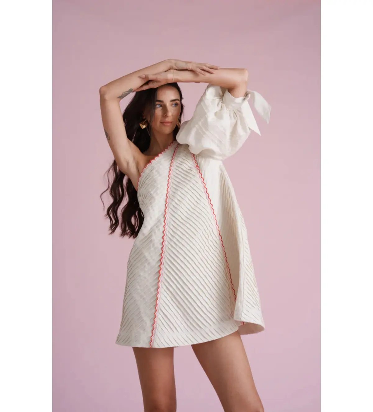 Toscani Odet Cherie Scallop Mini Dress in Crème Size AU 8 photo 2