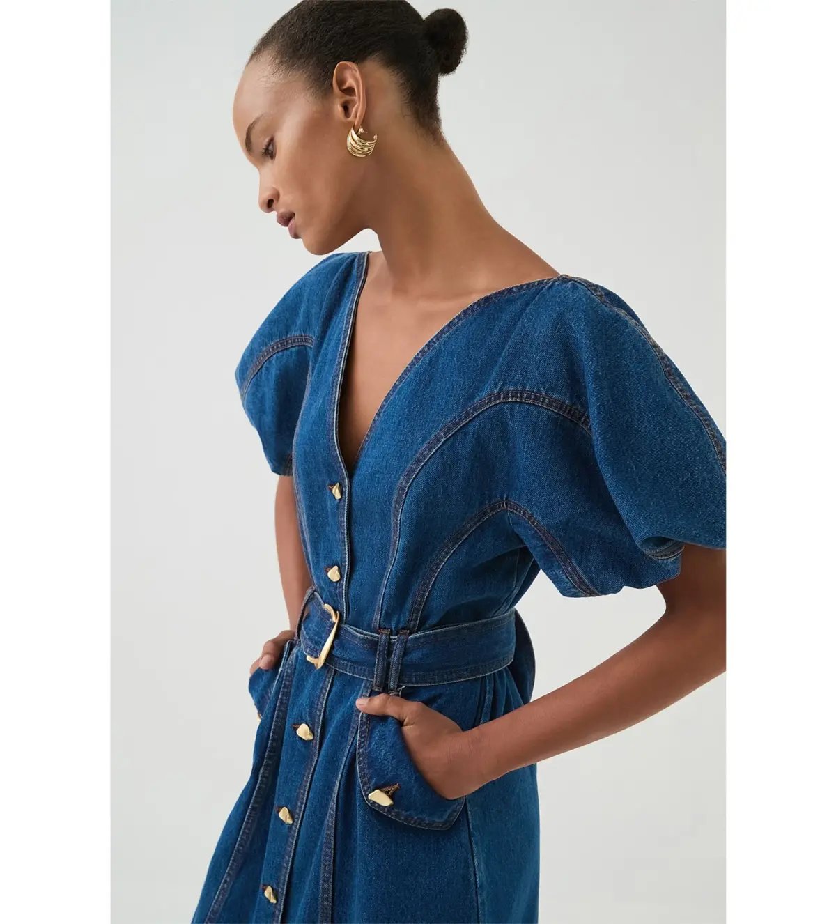 Aje Harper Denim Midi Dress Blue Size 8/S photo 2