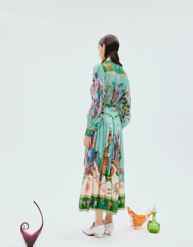 Alemais Evergreen Long Sleeve Shirtdress Multi Print Size 10 photo 3
