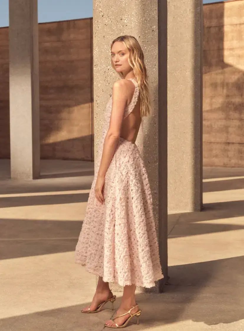 Aje Quintette Backless Midi Dress in Soft Pink Size 8 photo 5