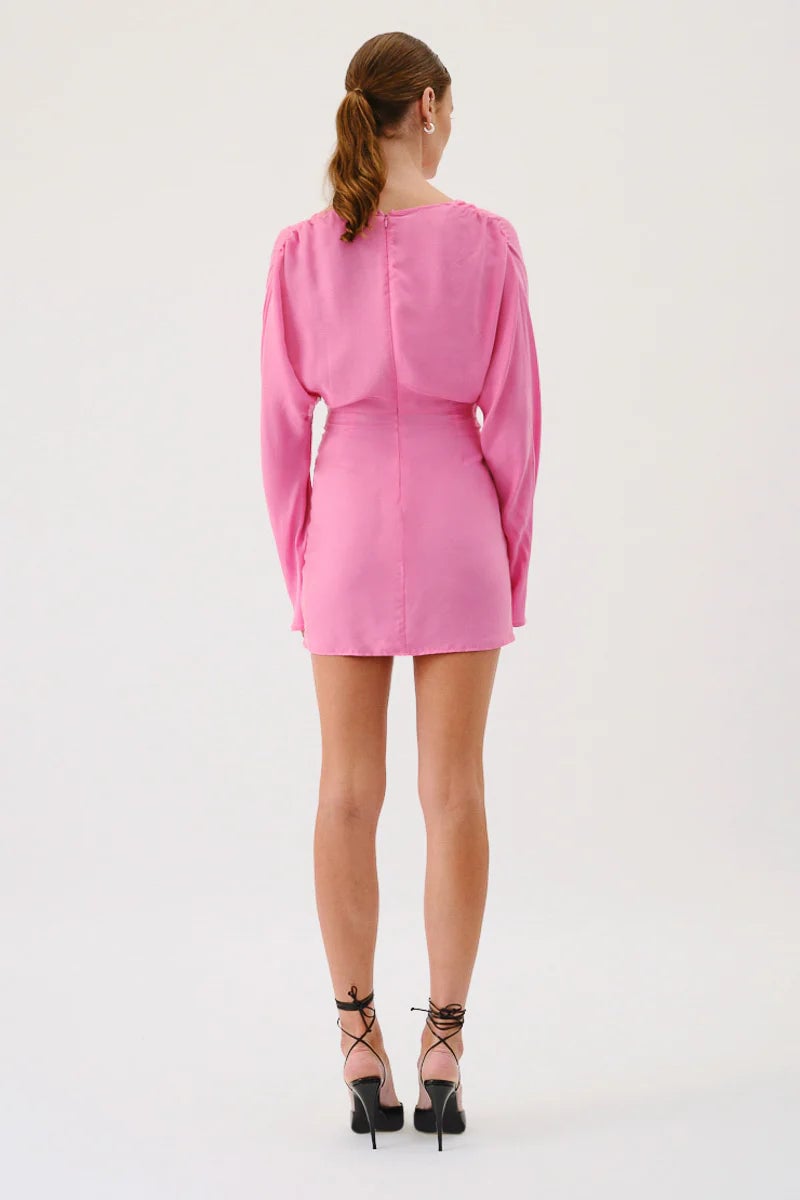 SUBOO JASPER LONG SLEEVE TWIST FRONT MINI DRESS - PINK photo 4