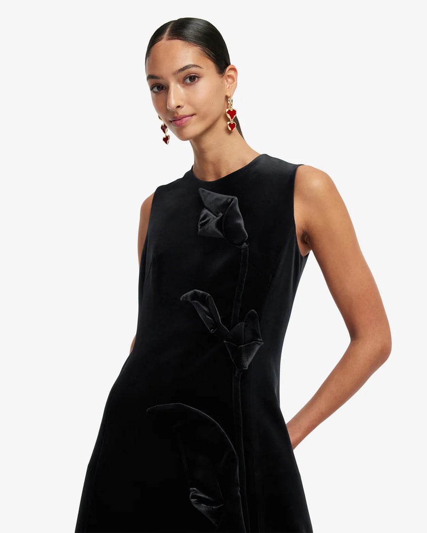 Leo Lin Cleo Velvet Sleeveless Midi Dress - Ebony photo 3
