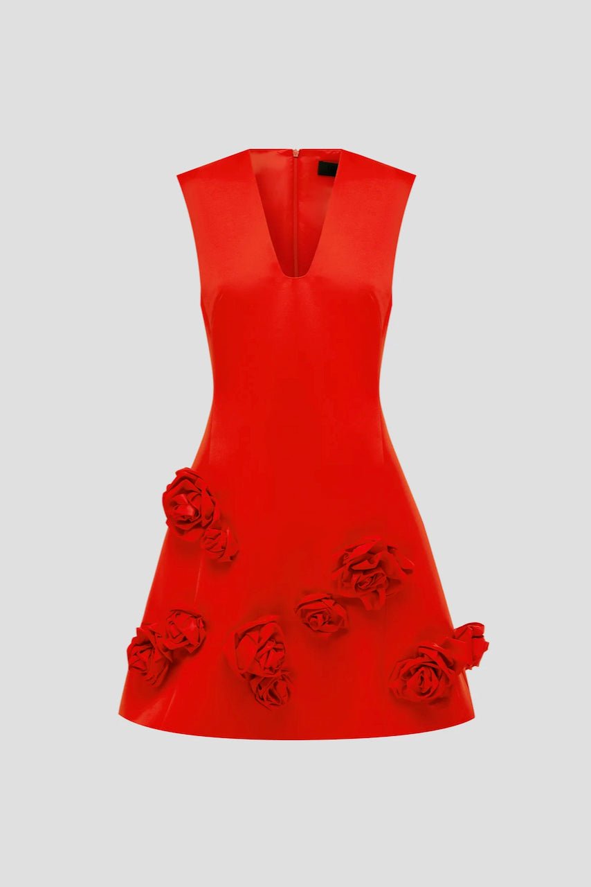 LEO LIN BRIANA V NECK MINI DRESS - SCARLET photo 2