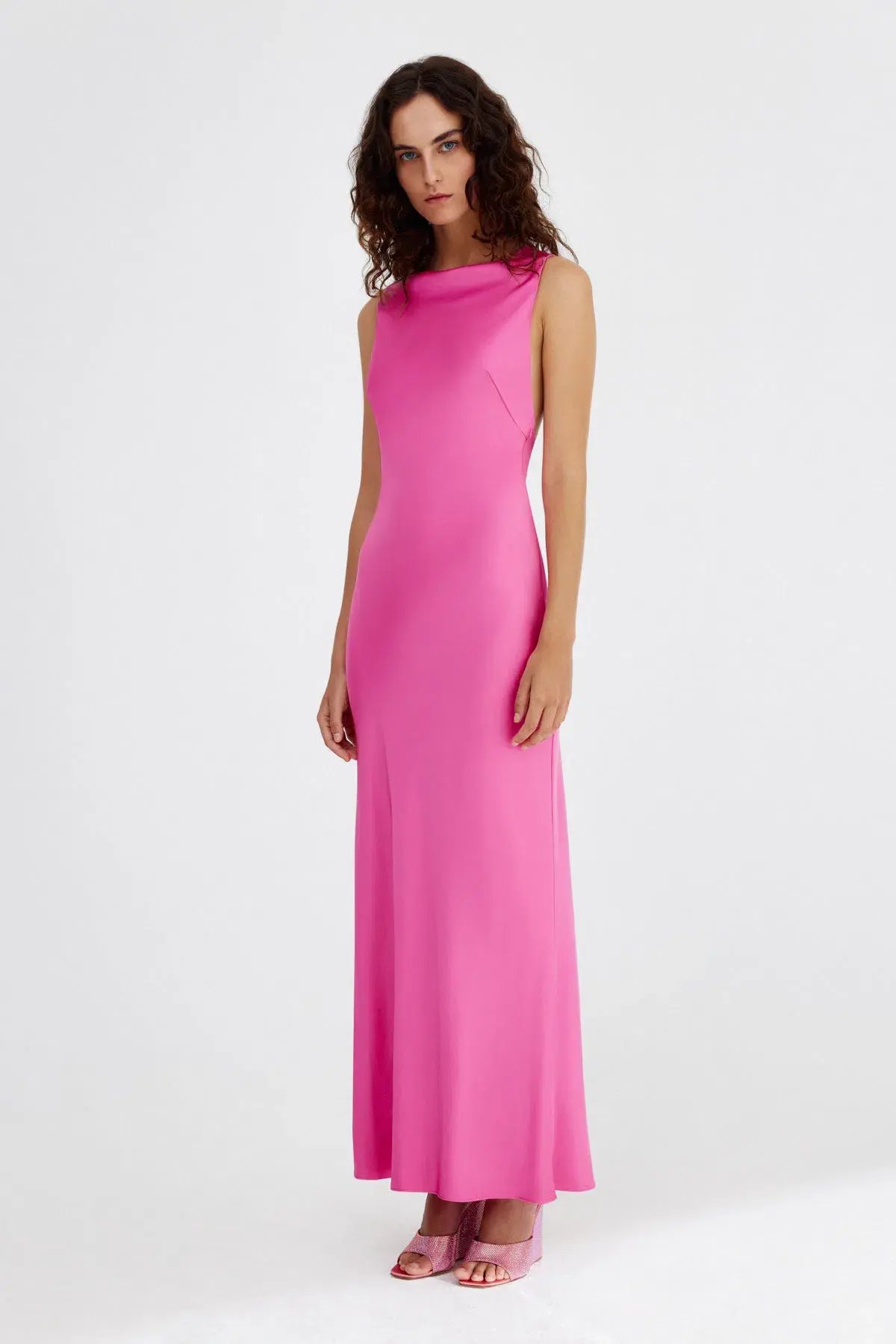 Significant Other Lara Backless Midi Dress Pop Pink Size 16 photo 2