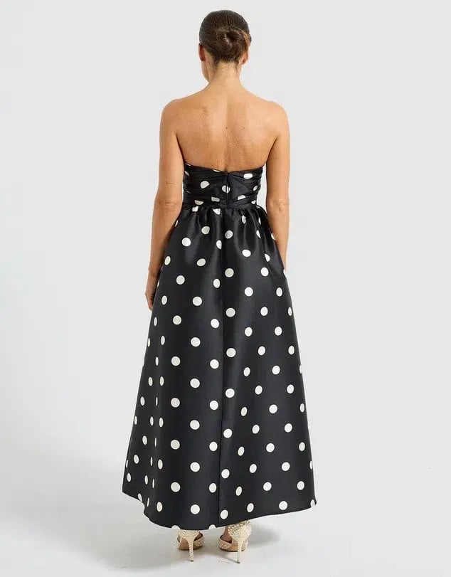 Pasduchas Dottie Strapless Midi Dress Black/Cream Size 12 photo 4