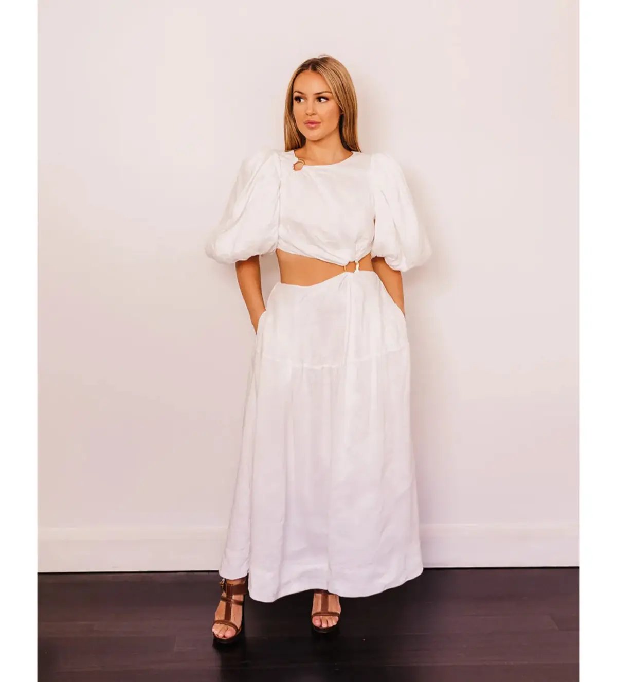 Aje Vanades Cut Out Ring Midi Dress in Ivory Size AU 6 photo 2