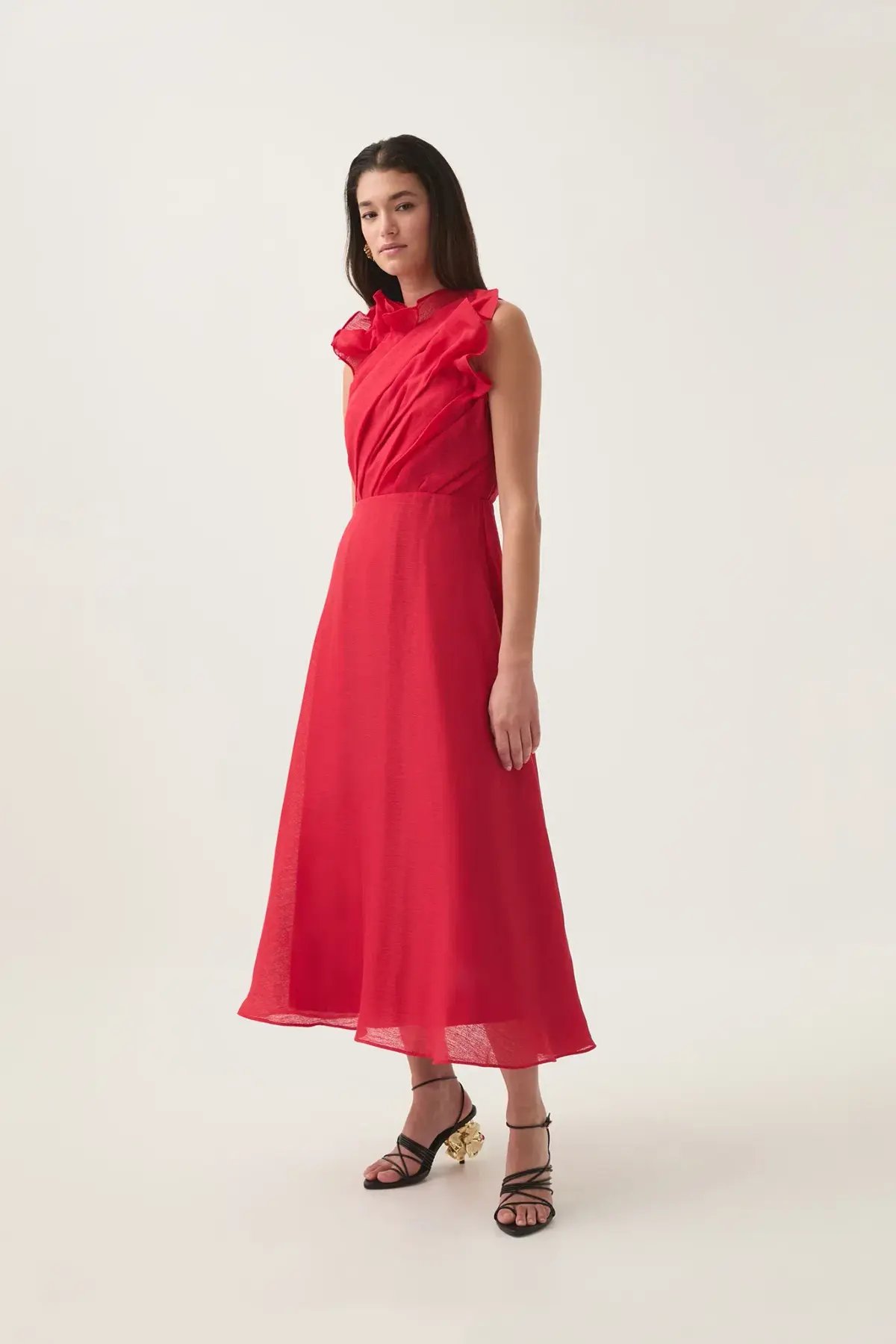 Aje Genesis Midi Dress Scarlet Red Size 12 photo 5