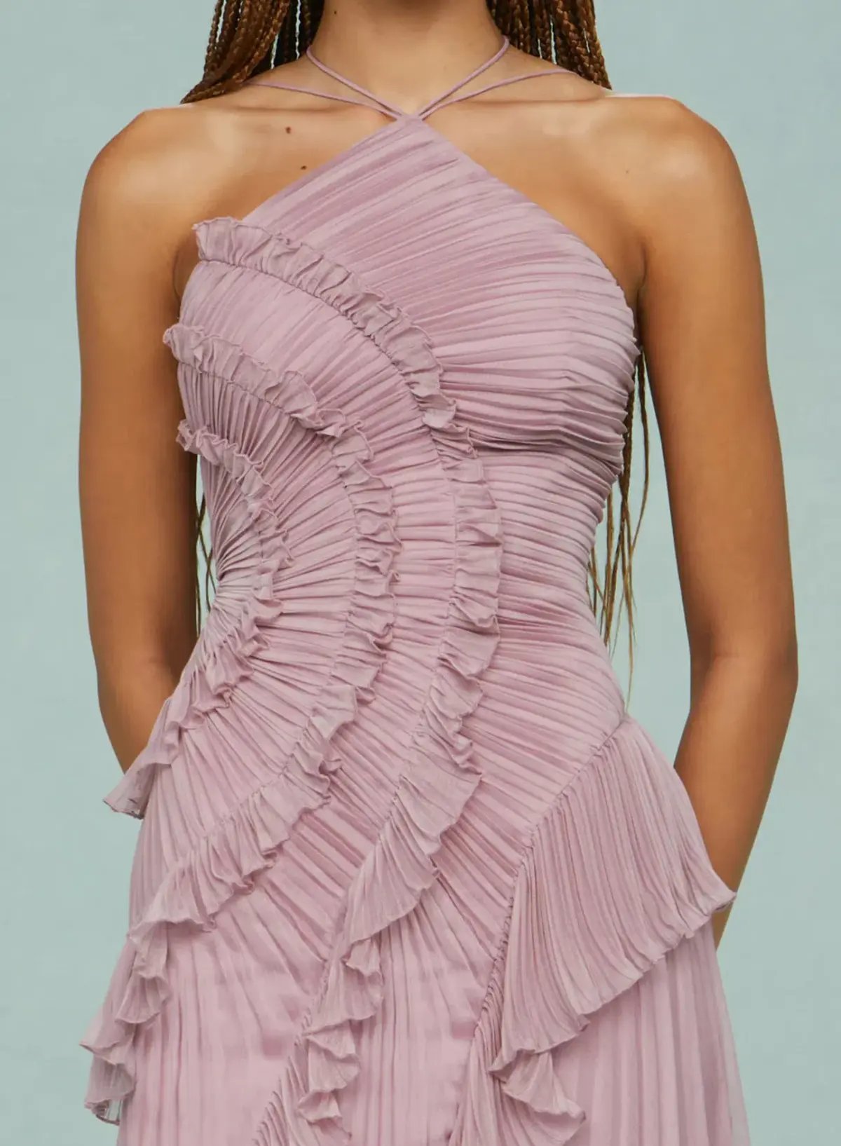 Amur Lorelie Halter Gown Water Hyacinth Size 8/2 photo 5