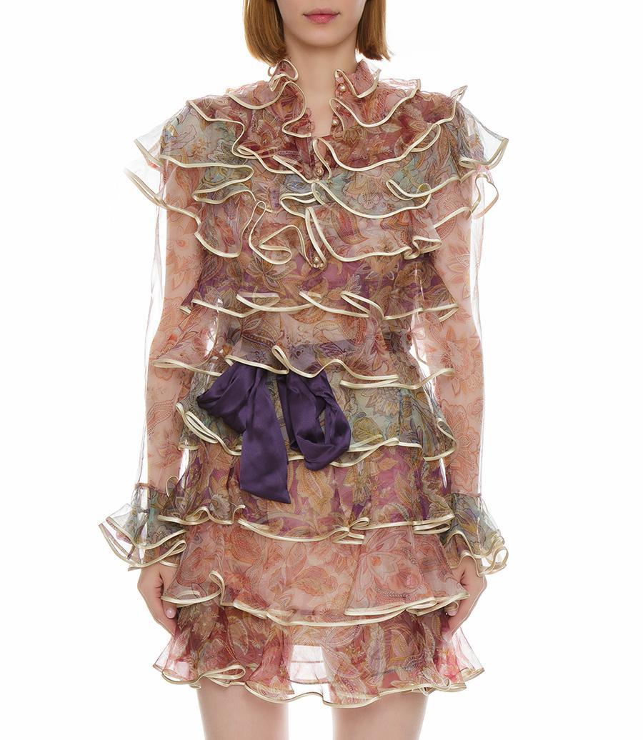 Zimmermann Lucky Tiered Mini Dress Spliced Size 0P / Au 6 photo 2