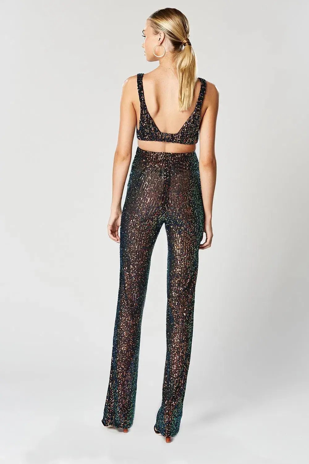 Winona Commix Top and Pants Sequin Set Green Sequin Size 10 photo 3
