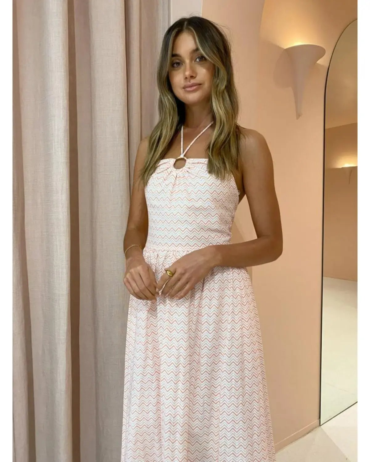 By Nicola Canary Maxi Dress Melon Chevron Size AU 14 photo 3
