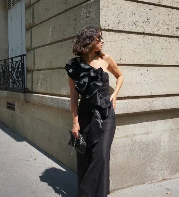 Aje Adelia Ruffle Midi Dress Black Size 6 photo 2