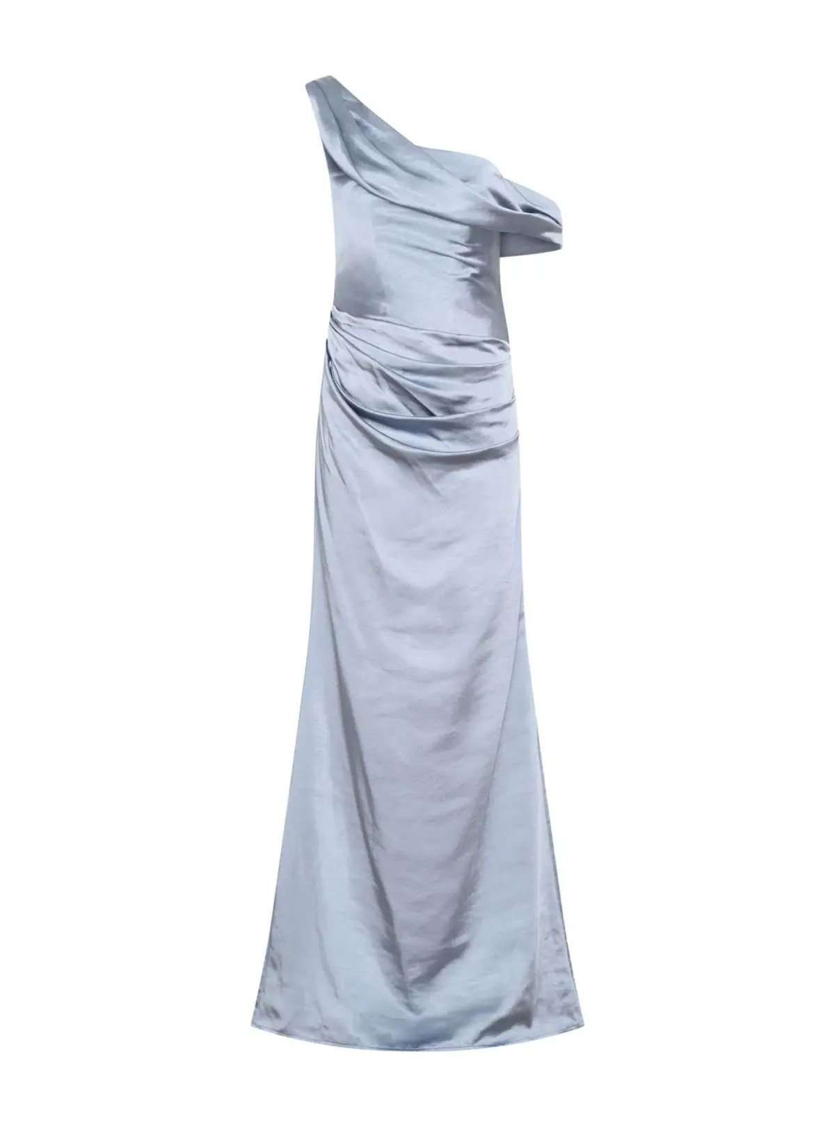 MESHKI Dalia Off Shoulder Satin Maxi Dress Frosted Blue Size 6 photo 5