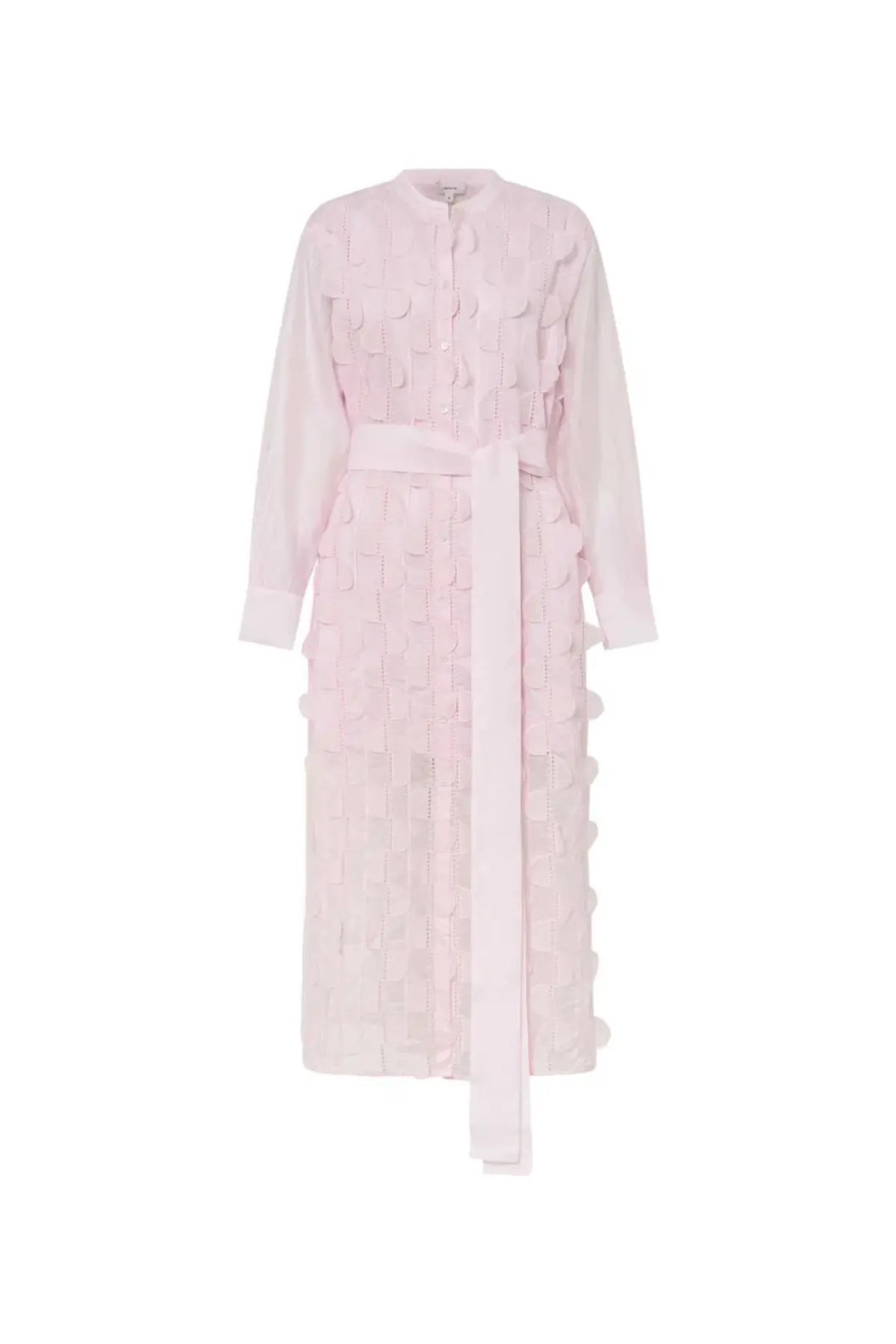 Oroton Scallop Lace Shirt Midi Long Sleeve Dress Pink Rose Size AU 16 photo 10