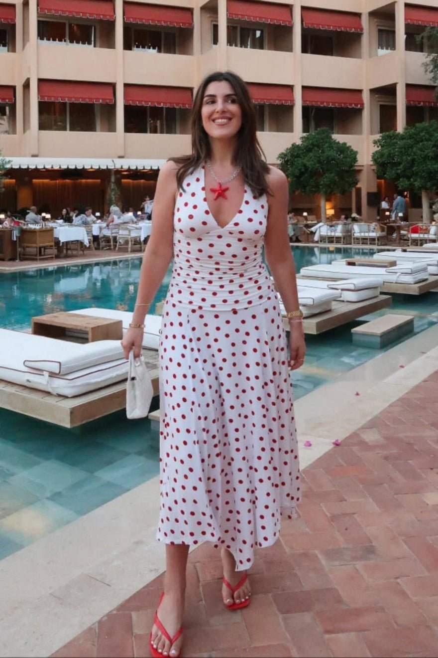 Sneaky Link Paris Midi Dress Red Polka Dot photo 4