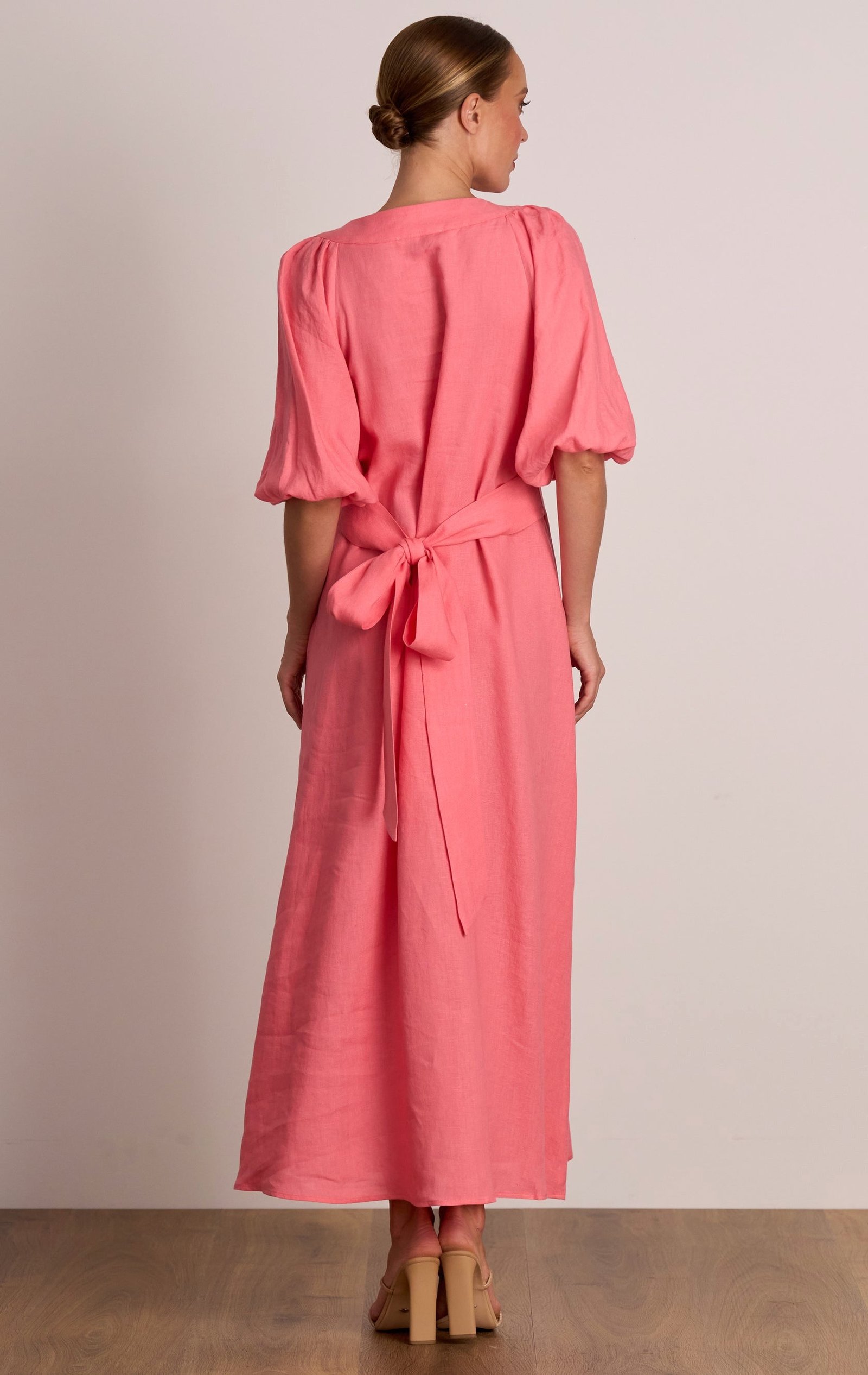PASDUCHAS MEADOWS BUTTON MIDI DRESS - PUNCH PINK photo 5