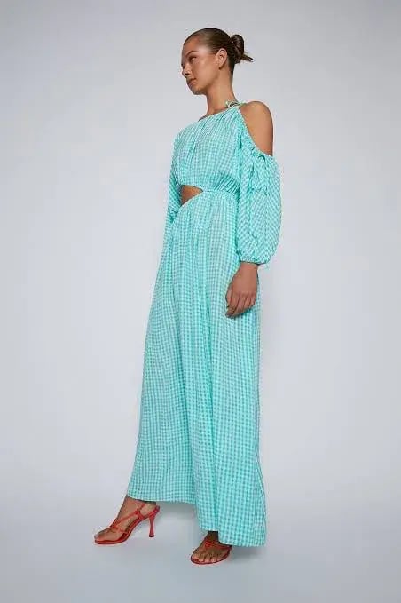 Scanlan Theodore Gingham Drawstring Dress Mint Size S / AU 8 photo 2