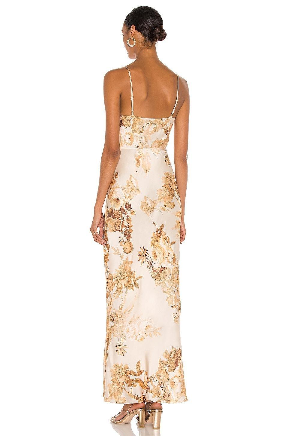 Shona Joy Ines Bias Cowl Maxi Dress Gold Multi Size 8 photo 2