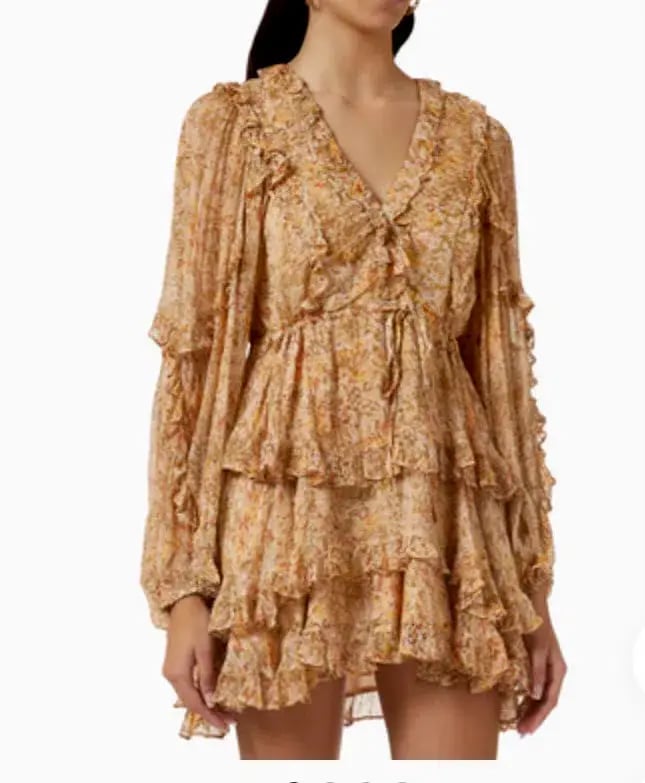 Shona Joy Louise Balloon Sleeve Frill Mini Dress Multi Size 10 / M photo 3
