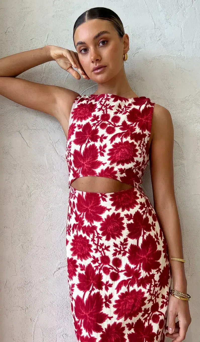 Sir the Label Cinta Cut Out Midi Dress Floral Size 1 / AU 8 photo 2