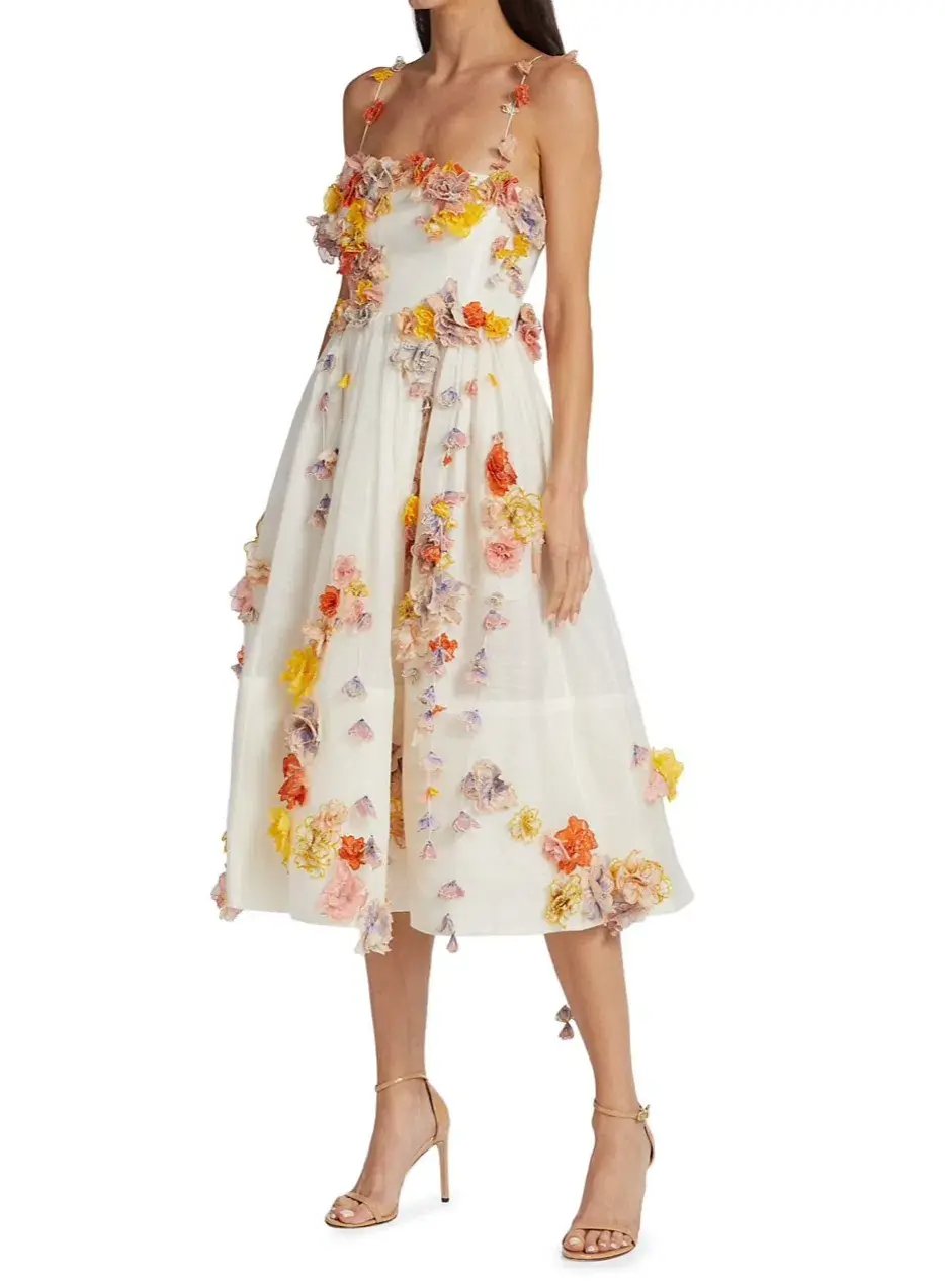 Zimmermann Floral Applique Midi Dress Floral Size 1 / Au 10 photo 3
