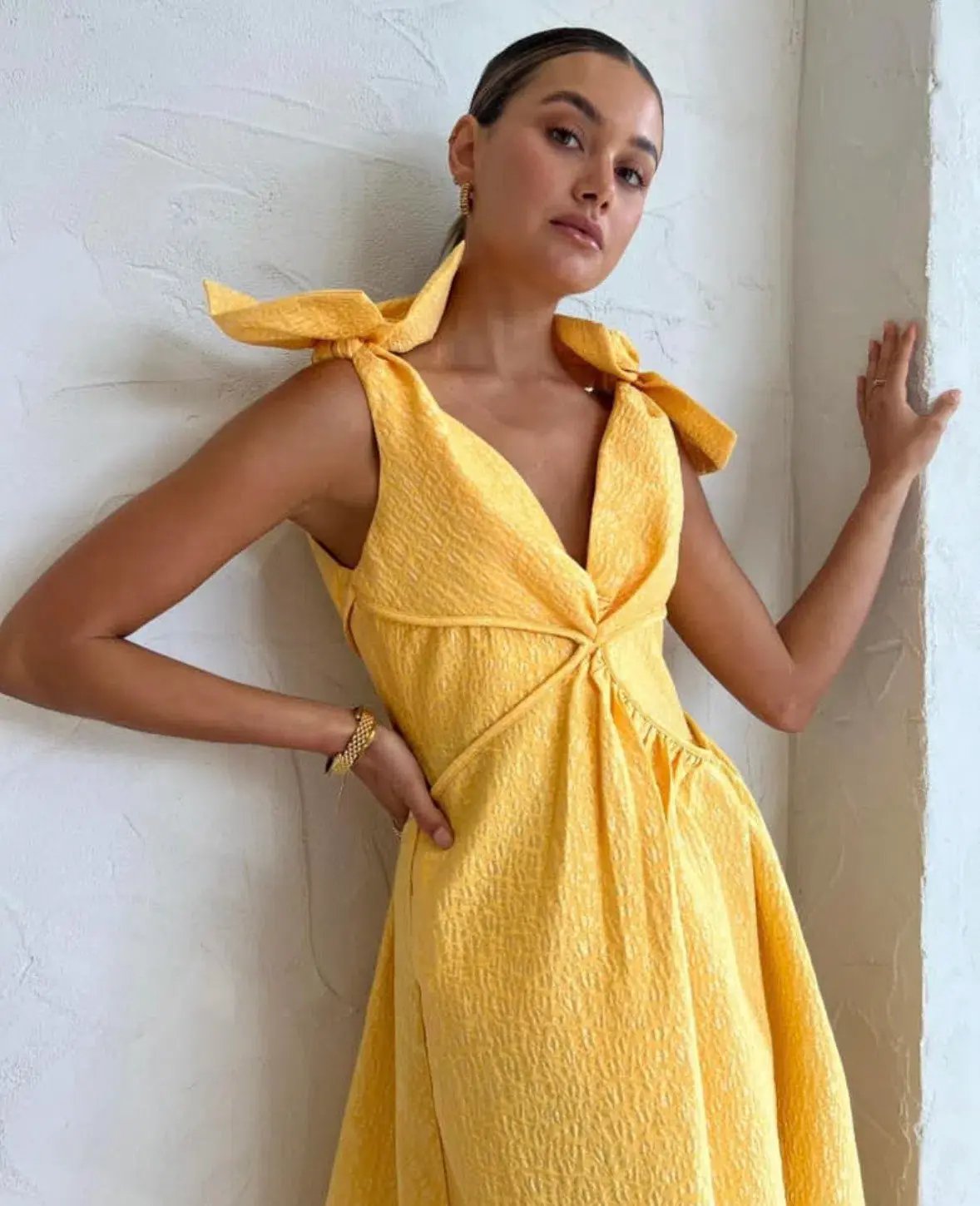 Rachel Gilbert Emiliano Gown Yellow Size AU 8 photo 4