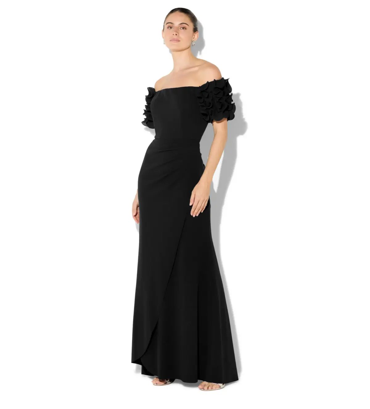Montique Diana Ruffle Sleeve Gown in Black Size 14/L photo 2