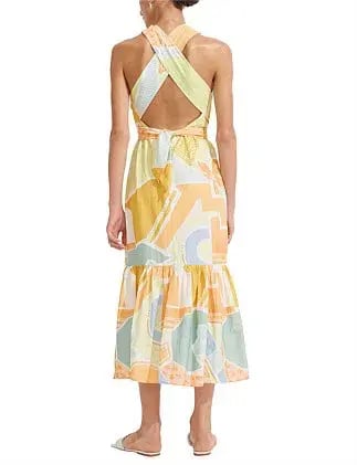 Steele Sia Midi Convertible Neckline Dress Multicolor Size AU 8 photo 2