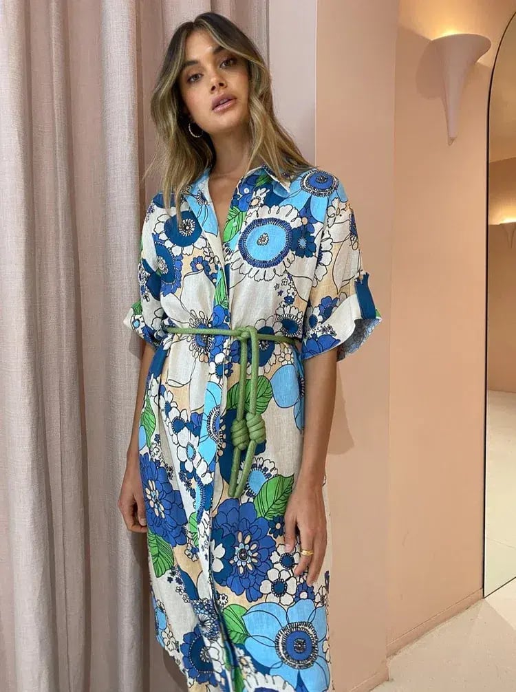 Alemais Farrah Shirtdress in Blue Size AU 10 photo 6