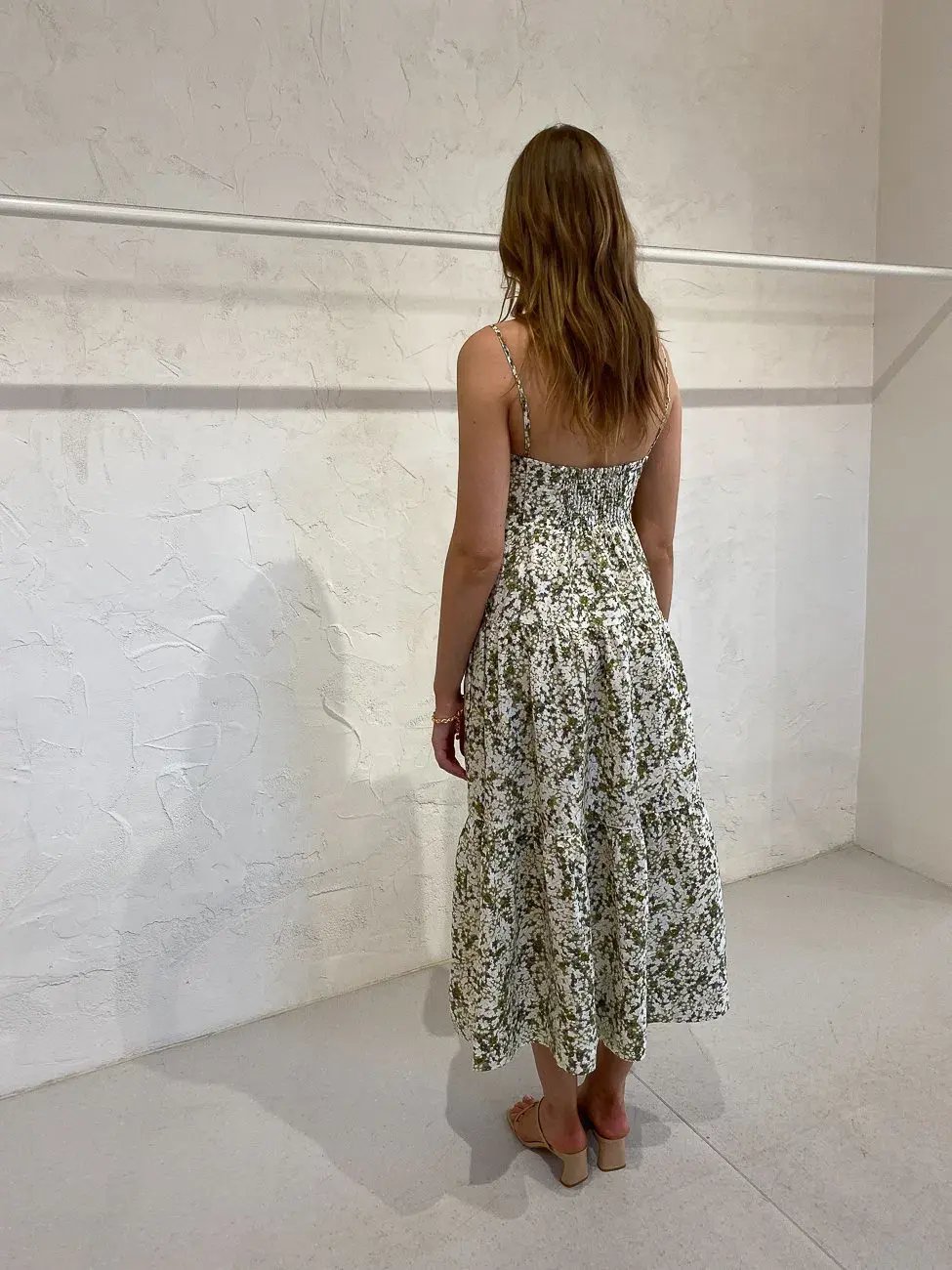 SHONA JOY SUZETTE TIERED MIDI LINEN DRESS photo 2
