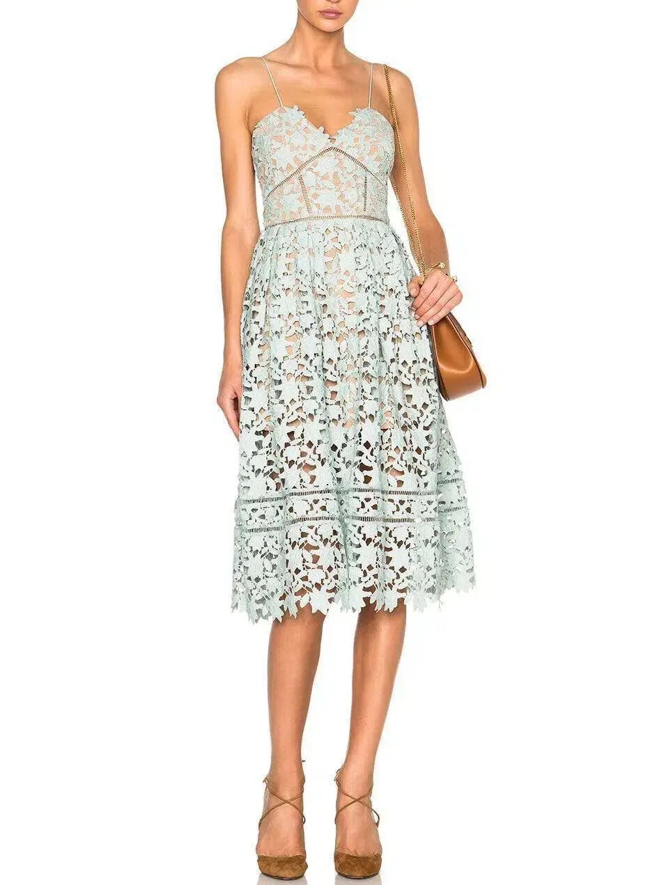 Self Portrait Azalea Midi Dress Mint Size 14 photo 2