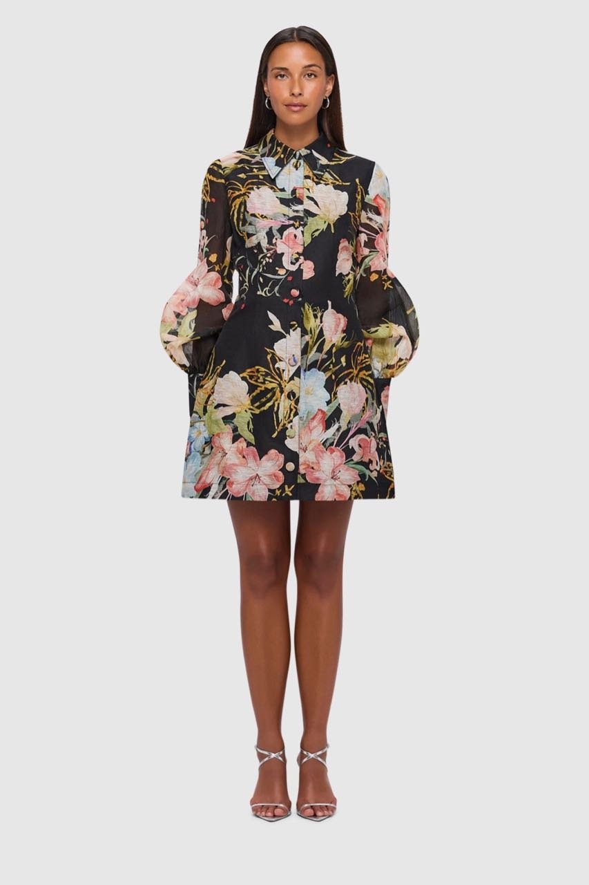 Leo Lin Luminous Silk Mini Dress - Opulent Print in Mystic photo 3