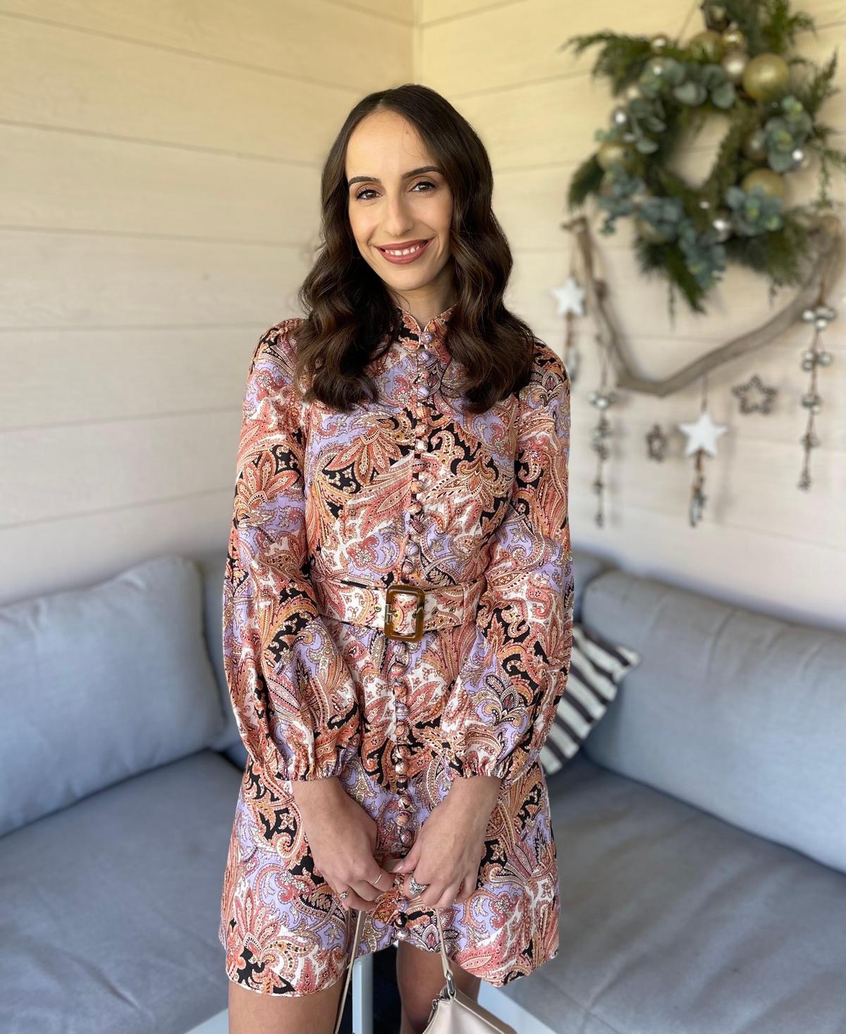 Zimmermann Botanica Chevron Mini Dress Chevron Paisley Size 6 photo 2