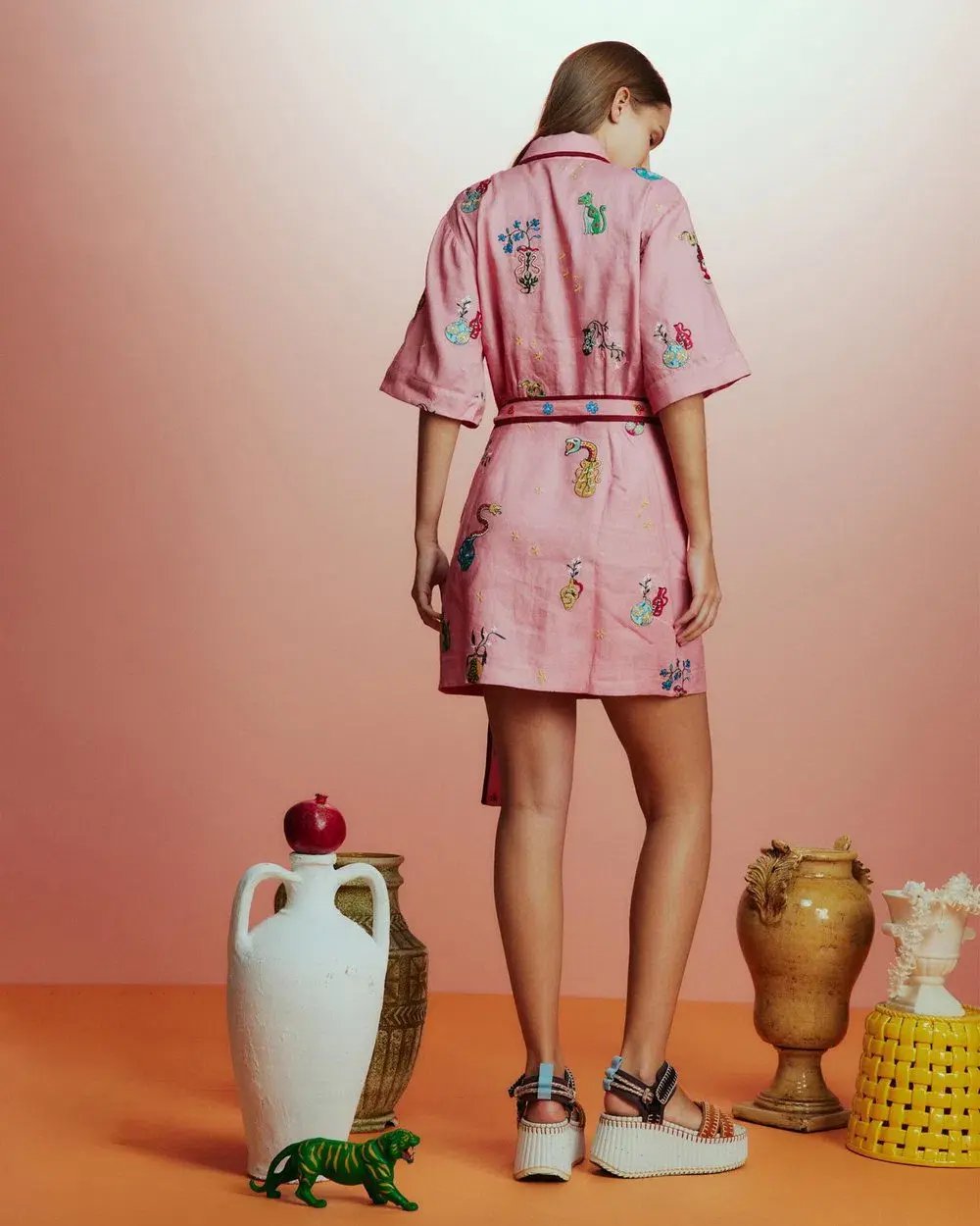 Alemais Timmy Embroidered Mini Dress Pink Size AU 14 photo 2